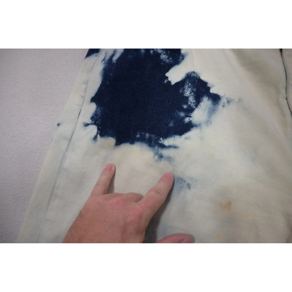 Levis 541 Athletic Taper Jeans Mens 42x32 Cream Indigo Tie Dye Denim Good